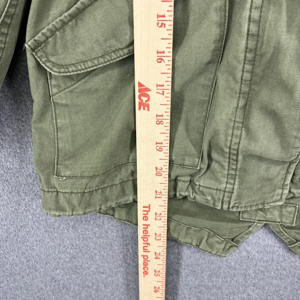 GAP Kids Jacket Girls Small 6-7 Olive Hooded Parka Faux Fur‎ Trim Utility Anorak